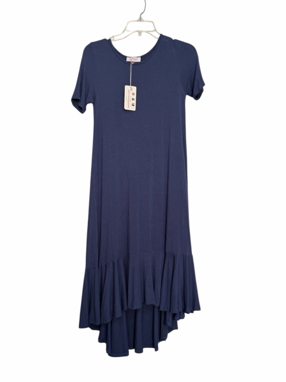 Women’s Navy Blue Ruffle-Hem Dress -